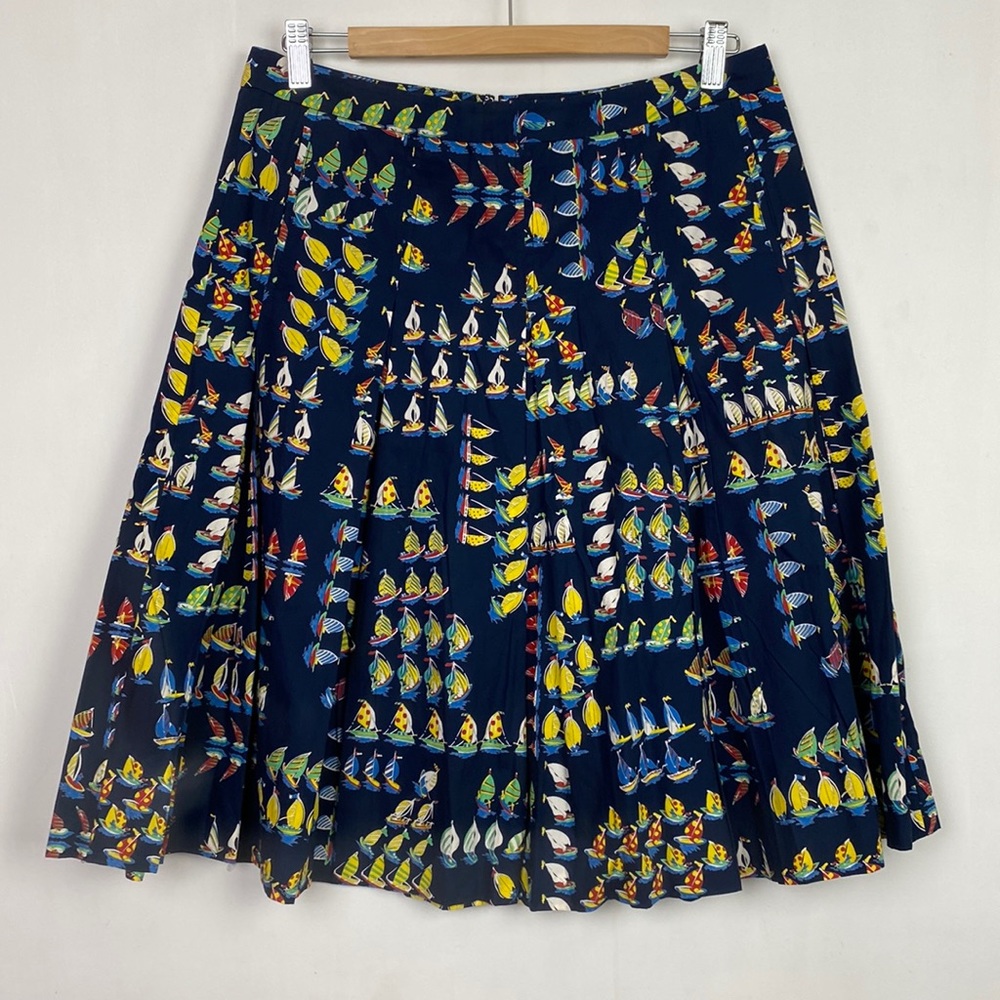 Rare J.Crew 8 Sailboat Skirt Vintage Navy Pleats Side Pockets Back Zipper - Picture 1 of 15